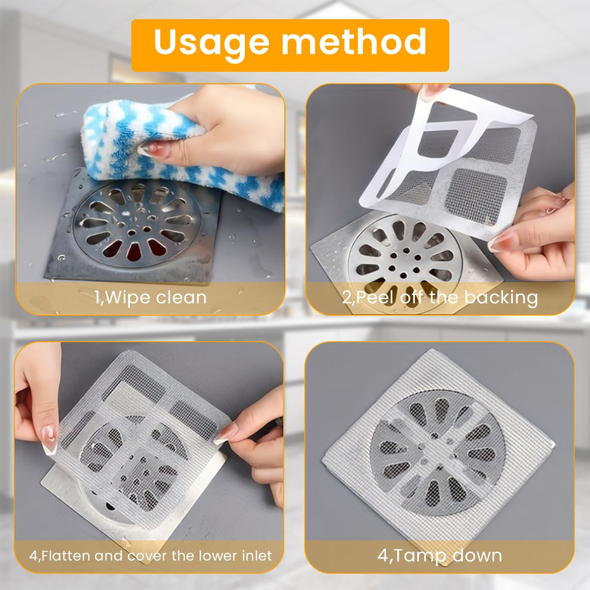 Universal Mesh Floor Drain Cover Stickers 5 mesh – Disposable Self-Adhesive Anti-Clog & Mosquito-Proof Mesh Strainer for Bathrooms and Kitchens - Image 2