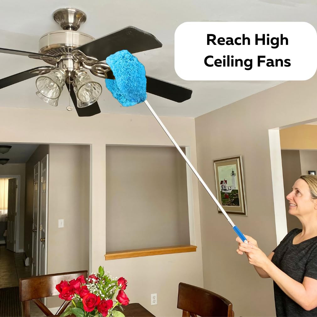 Extendable Microfiber Ceiling Fan Duster with Long Telescopic Pole – Washable & Bendable Cleaning Head - Image 4