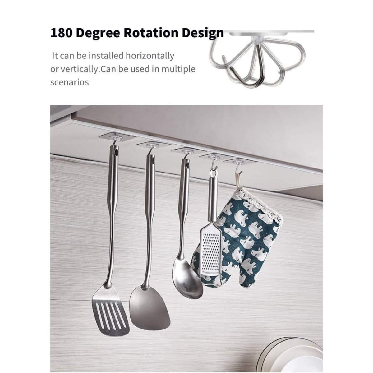 Self Adhesive Hooks for Wall Without Drilling, 10 Hooks | Heavy Duty 10KG Nail Free Stainless Steel Transparent | Waterproof Reusable Kitchen Bathroom Towel Keys Clothes - Image 4