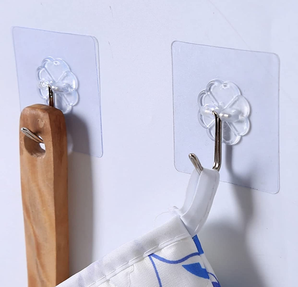 Self Adhesive Hooks for Wall Without Drilling, 10 Hooks | Heavy Duty 10KG Nail Free Stainless Steel Transparent | Waterproof Reusable Kitchen Bathroom Towel Keys Clothes - Image 2
