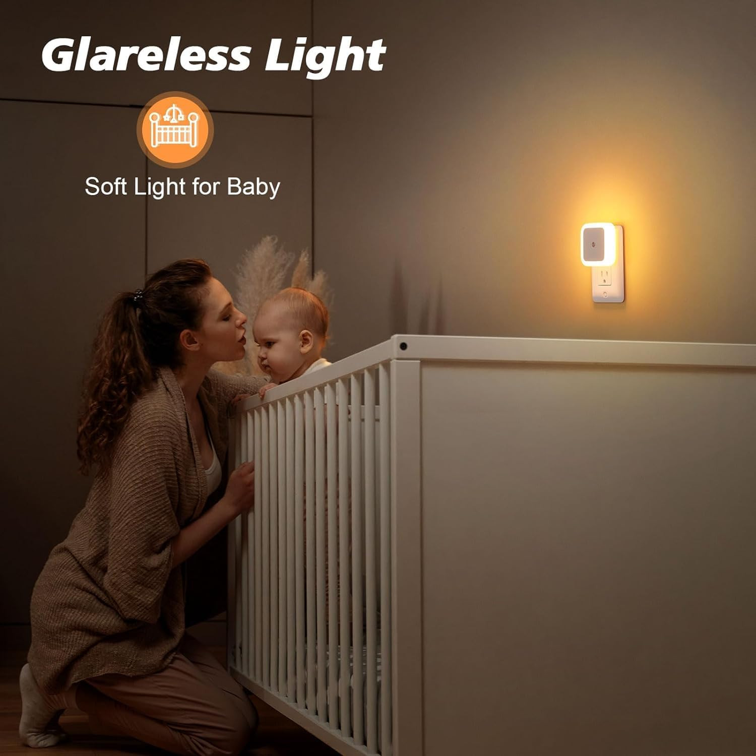 Bed side home smart automatic dim LED light plugged in bedroom wall