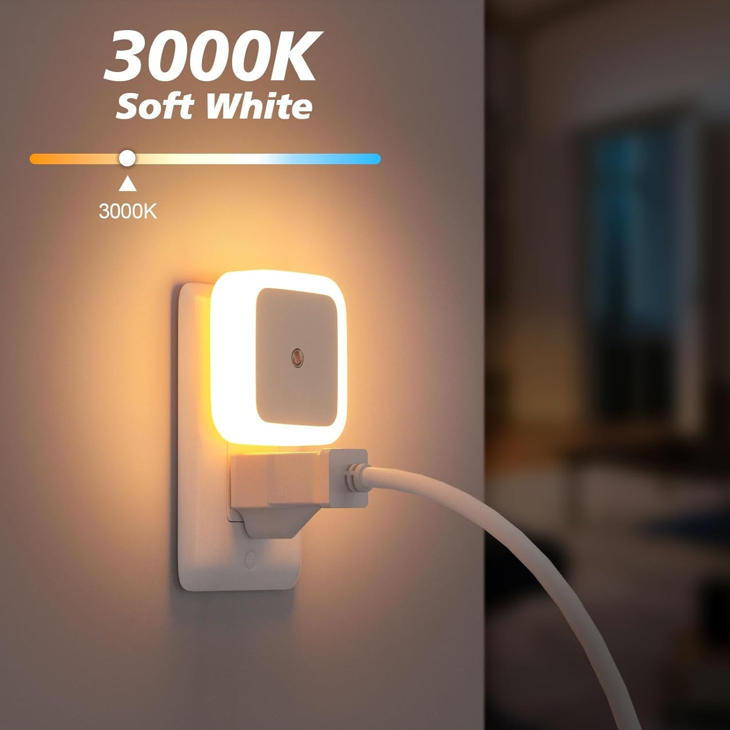 Smart Automatic LED Sensor Night Light Plugged into Wall